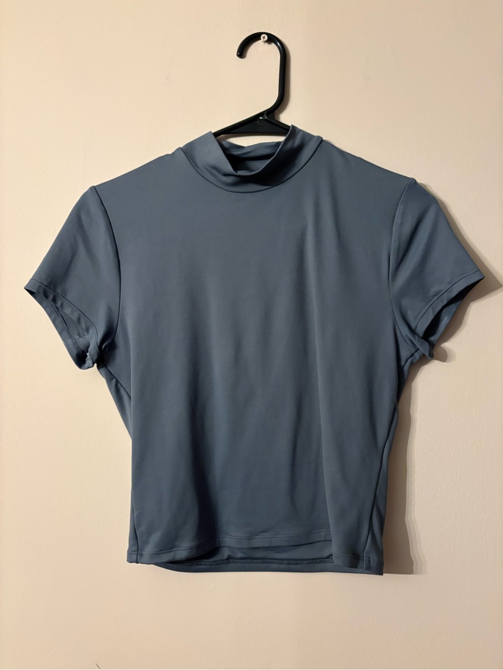 Abercrombie & Fitch Short Sleeve Mock Neck Tee in Slate Blue